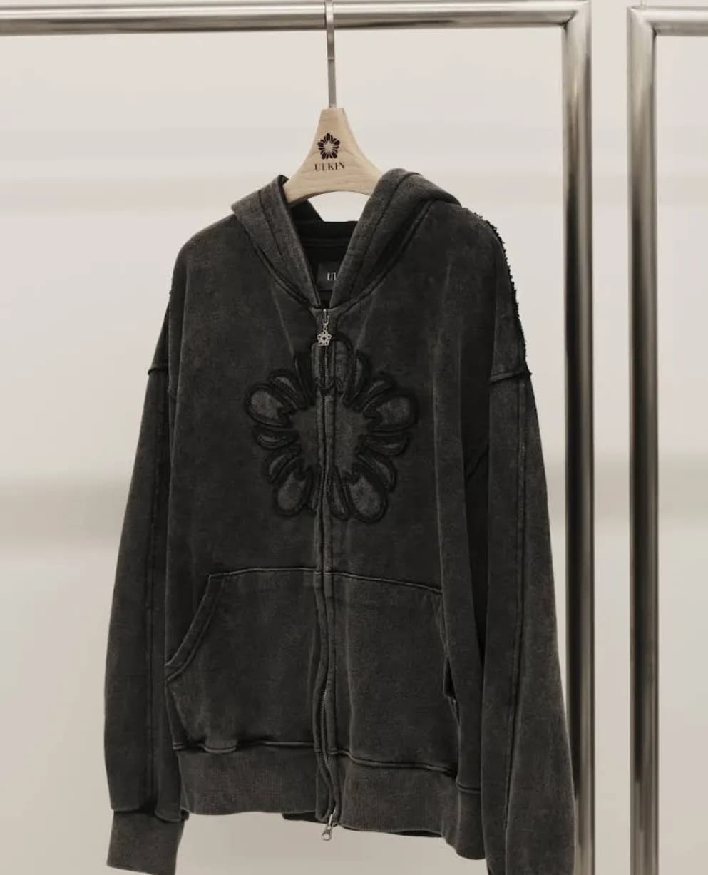 MUGUNG Vintage Zip-up Hoodie_Charcoal