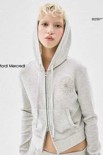 Waffle Crop Hooded Zip-Up