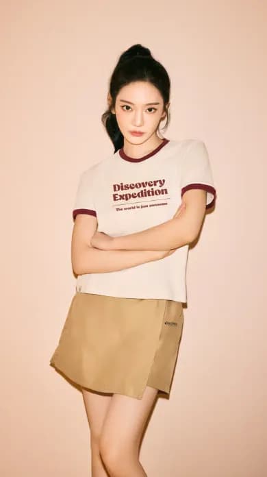 Women's Fresh Vent Lettering Semi-Crop Ringer T-Shirt