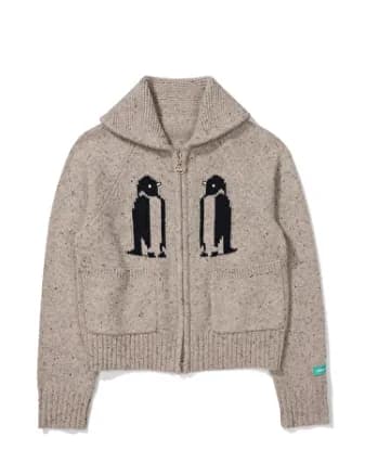 Knit Hooded Zip-Up